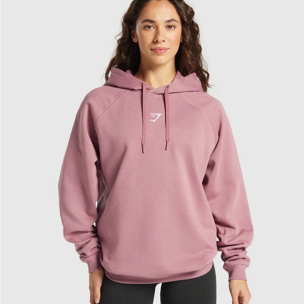 Gymshark Dusty Mauve Oversized Fleece Hoodie, Medium